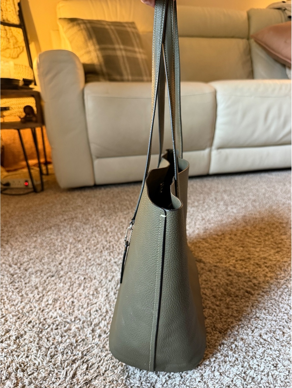 Coach Olive Green Pebbled Leather Tote Bag - Picture 4 of 8